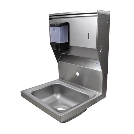 Bk Resources Hand Sink Stainless Steel W/ Towel & Soap Dispenser, 1 Hole BKHS-W-1410-1-4D-TD
